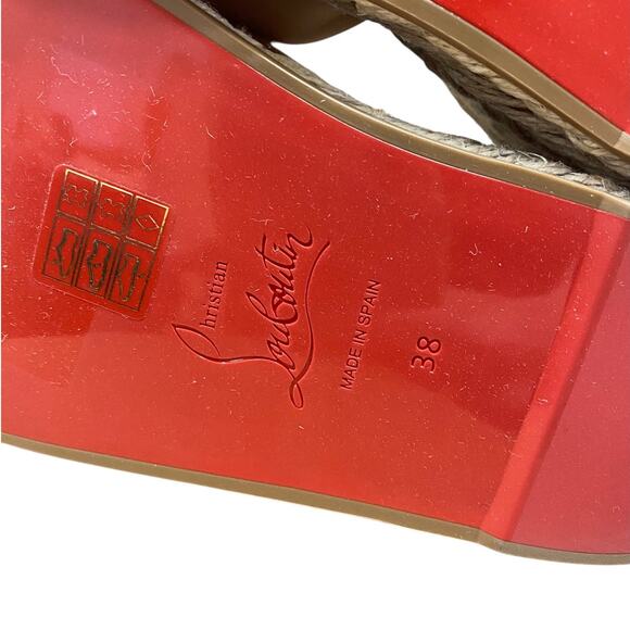 Christian Louboutin Ariella Zeppa 130 Leather Espadrille Wedge Sandal 8 - - Picture 7 of 8